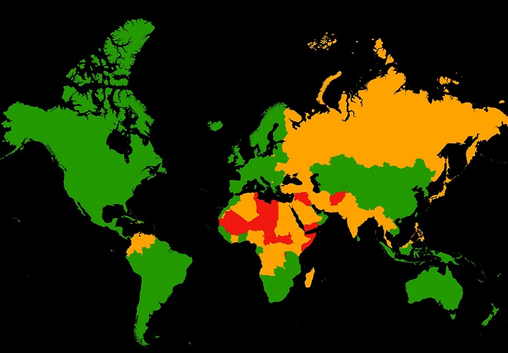 dangerous countries map